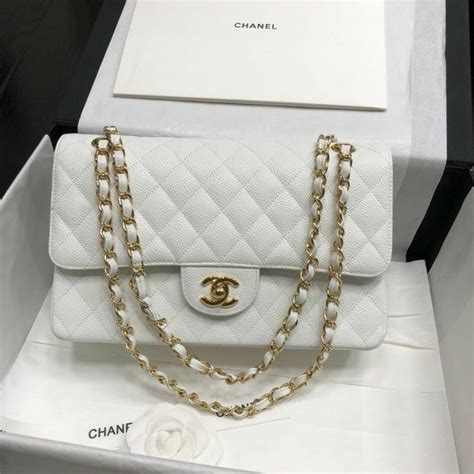 white channel bag|chanel bags white color.